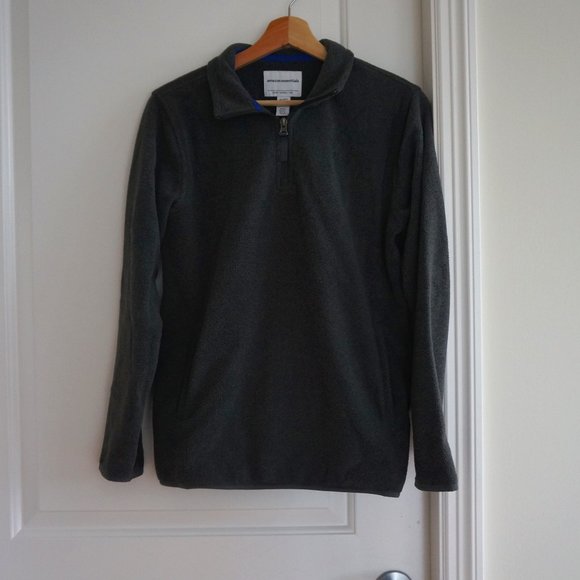Dark Gray Fleece Quarter-Zip Pullover Jacket - Picture 1 of 4